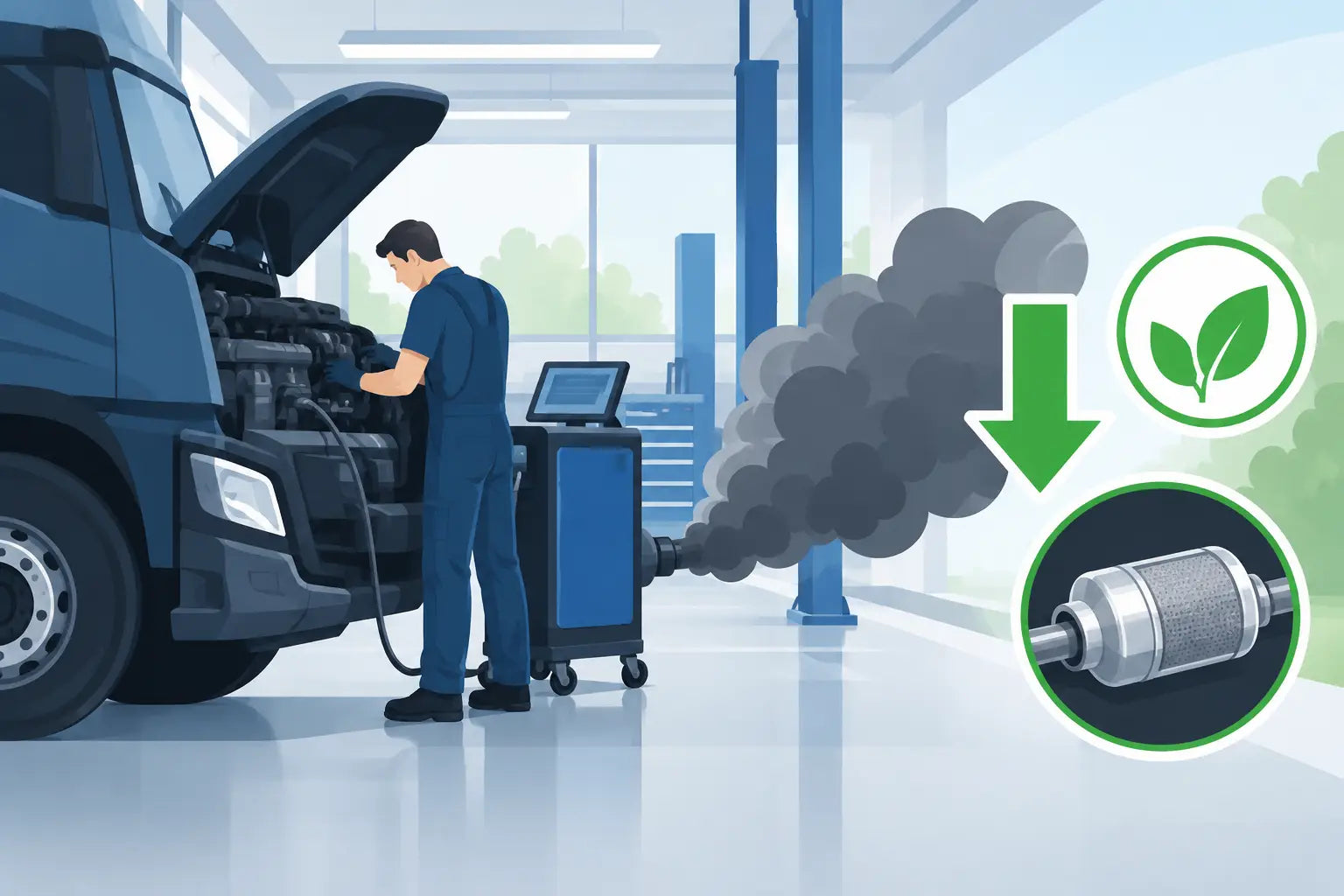 Ako znížiť emisie dieselového motora v servise
